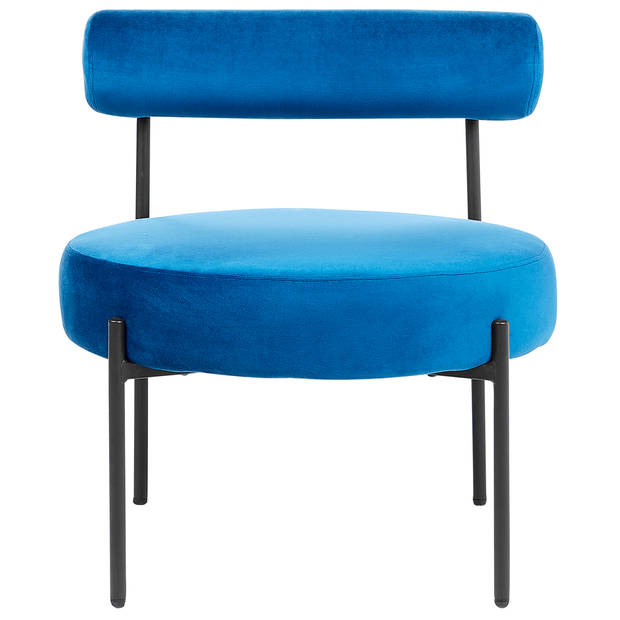 Beliani ALPHA - Fauteuil-Blauw-Fluweel