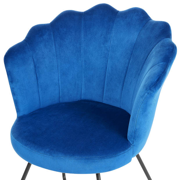 Beliani LOVELOCK - Fauteuil-Blauw-Fluweel