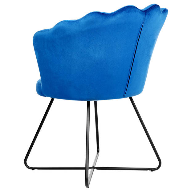 Beliani LOVELOCK - Fauteuil-Blauw-Fluweel