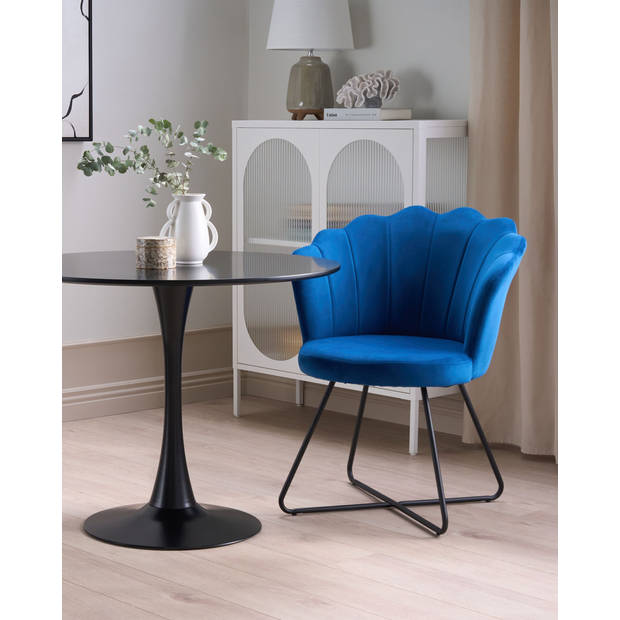 Beliani LOVELOCK - Fauteuil-Blauw-Fluweel