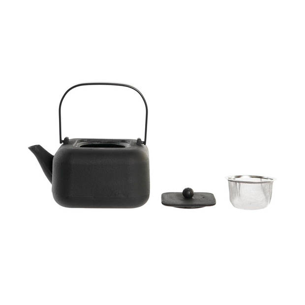 Theepot DKD Home Decor Zwart Roestvrij staal Wit 1,2 L (2 Stuks)