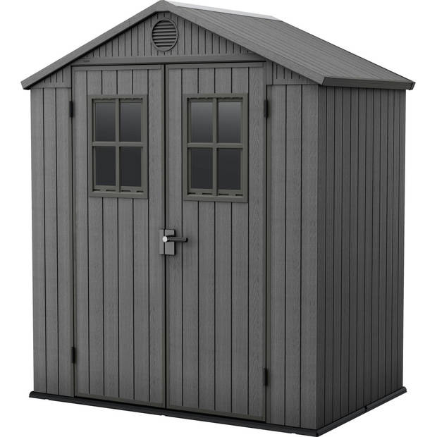 Keter Darwin 64 Tuinhuis - dubbele deuren + ramen - 190x122x221 - Grijs