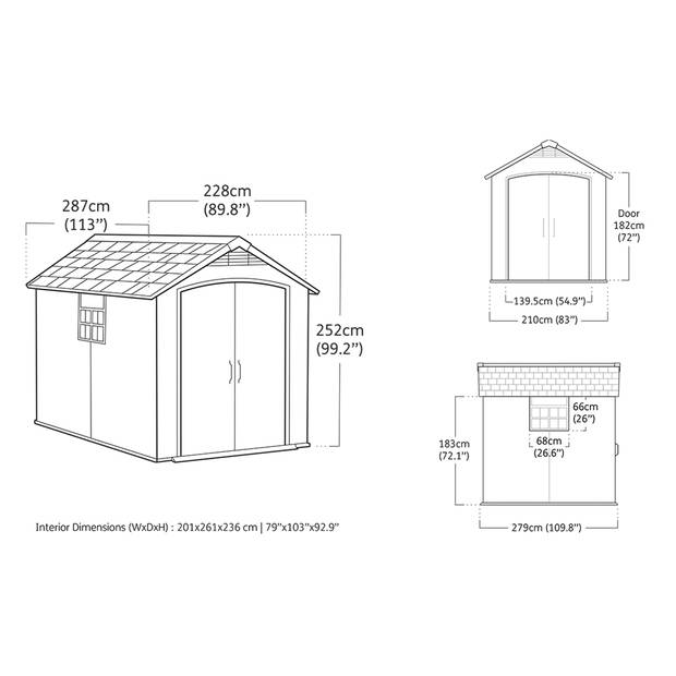 Keter Premier 759 Tuinhuis - 228x287x252 cm - Grijsbruin