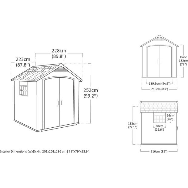 Keter Premier 757 Tuinhuis - 228x223x252cm – Grijs