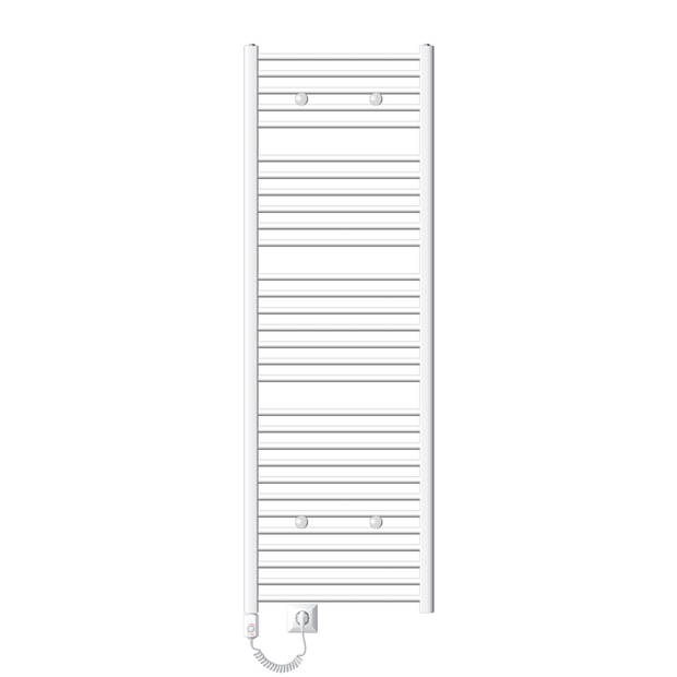 Badkamerradiator Sahara 600 x 1800 mm Witte gebogen zijaansluiting met verwarmingselement 900W