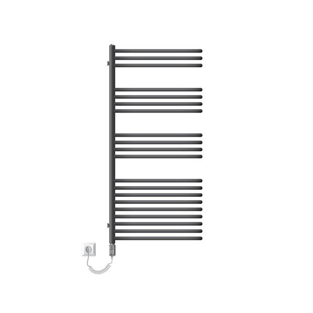 Elektrische badkamerradiator met verwarmingselement 1200W 500x1200 mm antraciet ML design