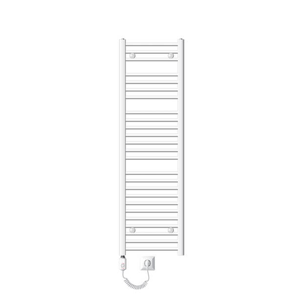 ECD Germany Badkamerradiator elektrisch met verwarmingselement 1200W - 400 x 1500 mm - wit - gebogen met zijaansluiting