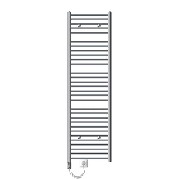 Elektrische badkamerradiator met verwarmingselement 1200W 500x1800 mm chroom gebogen met zijaansluiting