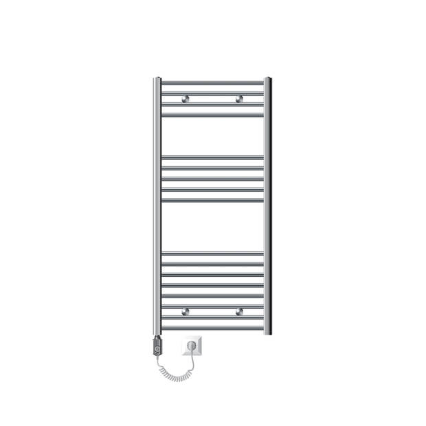 Elektrische badkamerradiator met verwarmingselement 900W 600x1200 mm recht met zijaansluiting