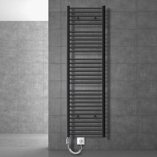 Elektrische badkamerradiator met verwarmingselement 900W 500x1800 mm antraciet recht met zijaansluiting LuxeBath