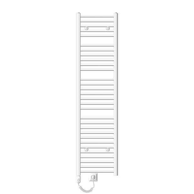 ECD Germany Badkamerradiator elektrisch met verwarmingselement 900W - 400 x 1800 mm - wit - gebogen met zijaansluiting