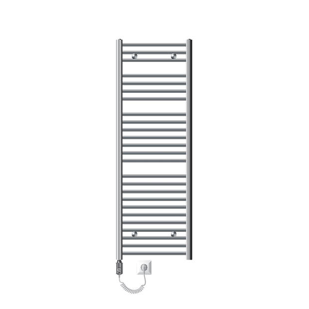 ECD Germany Badkamerradiator elektrisch met verwarmingselement 1200W - 500 x 1500 mm- chroom- gebogen met zijaansluiting