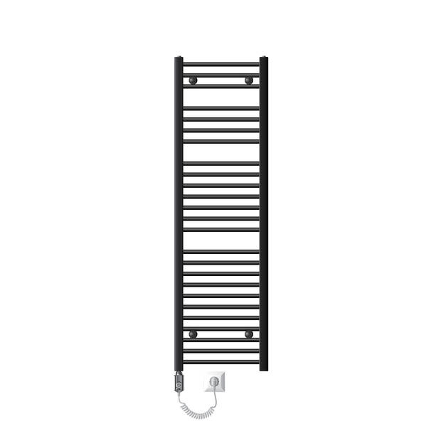 Elektrische badkamerradiator met verwarmingselement 900W 400x1500 mm antraciet gebogen met zijaansluiting LuxeBath