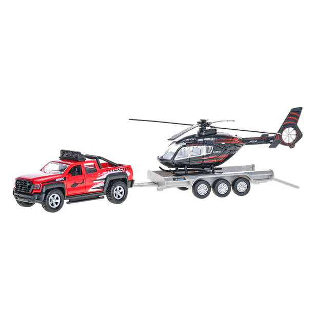 Terreinwagen met trailer + heli 35cm