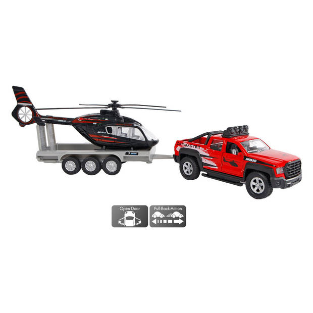 Terreinwagen met trailer + heli 35cm