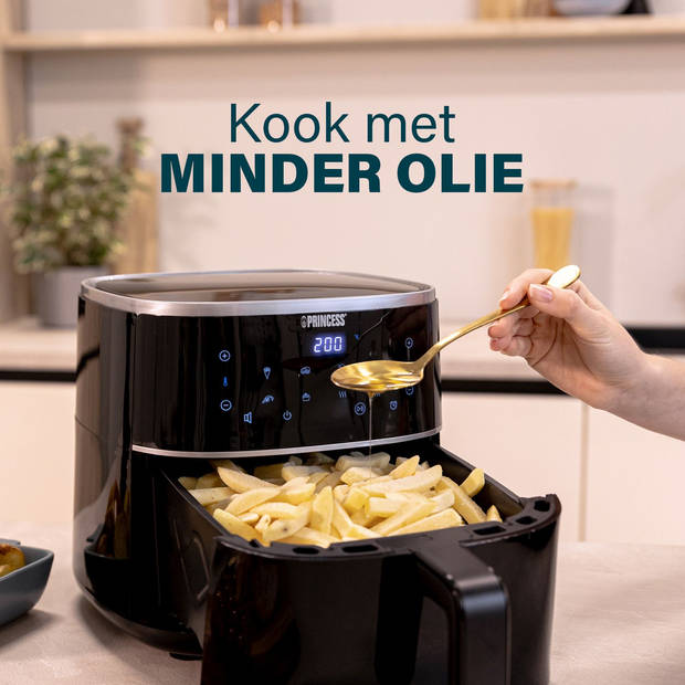 Princess 182238 Digitale Airfryer 4L – Touchscreen - 6 Programma’s - Verstelbaar Grillrack