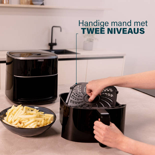 Princess 182238 Digitale Airfryer 4L – Touchscreen - 6 Programma’s - Verstelbaar Grillrack