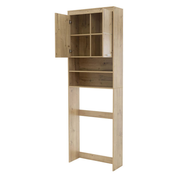 Wasmachinekast met 2 deuren en 2 open vakken 187,5x63 cm eiken look ML-Design