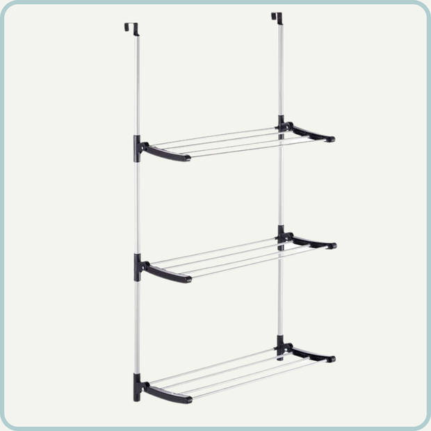 Nordix Wasrek - Droogrek - Deur - Inklapbaar - wanddroogrek - Hangend - Wit - 61.50x30x125cm - Metaal - Kunststof