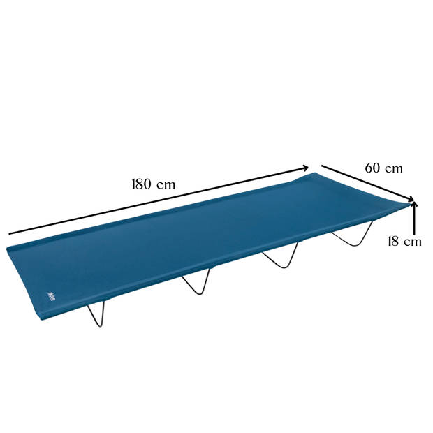 HIXA Aktive Veldbed - Kampeerbed - Stretcher - 1 Persoons - Blauw - 180x60x18cm - PVC