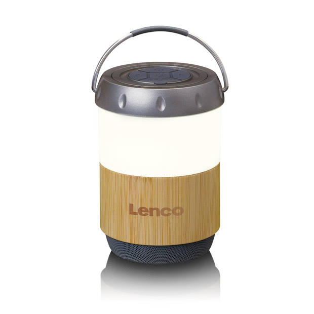 Lantaarn met ingebouwde Bluetooth® speaker Lenco Bamboe-Wit