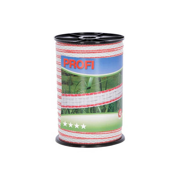 Profi afrasteringsband 12mm, 4x0,30 tric, 200m, wit/rood