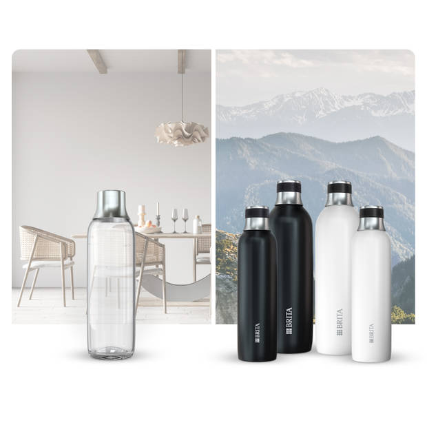 BRITA - SodaTRIO - Roestvrij stalen fles - Zwart - Klein - 1-Pack