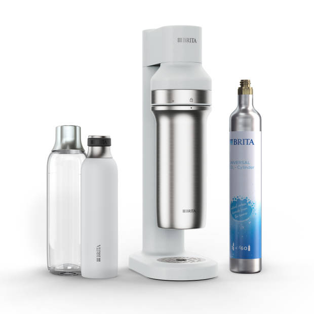 Brita SodaTRIO Bruiswatertoestel Wit - met BRITA flesvoet, CO2 cilinder, glazen & rvs fles