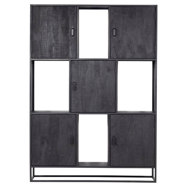 Giga Meubel - Wandkast 5-deurs - Zwart Mangohout - 150x40x210 - Jenny