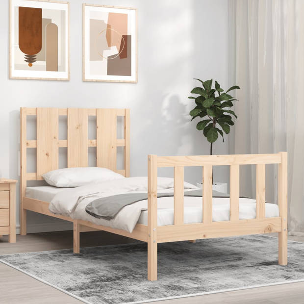 vidaXL Bedframe met hoofdbord massief hout