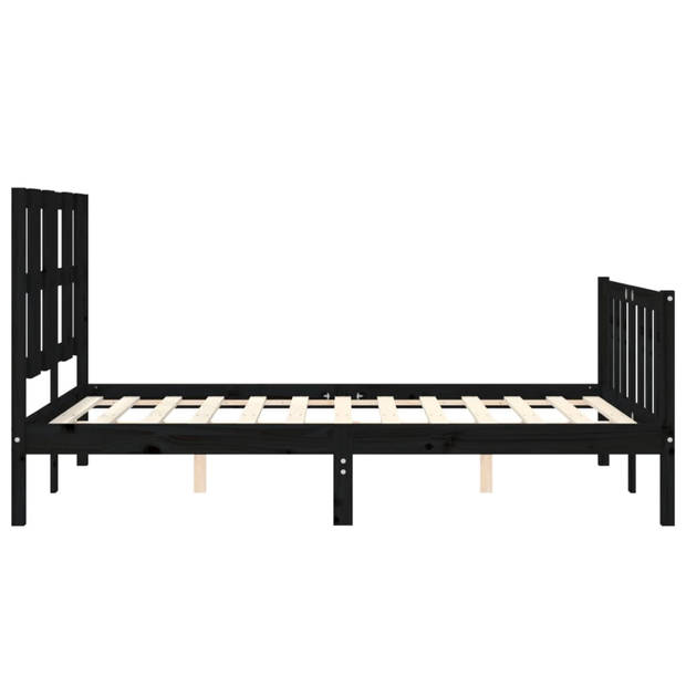 vidaXL Bedframe met hoofdbord massief hout zwart