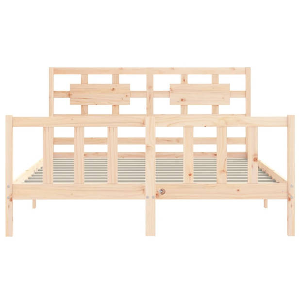 vidaXL Bedframe met hoofdbord massief hout 160x200 cm