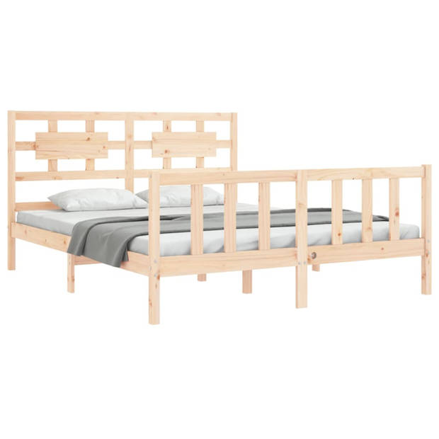 vidaXL Bedframe met hoofdbord massief hout 160x200 cm