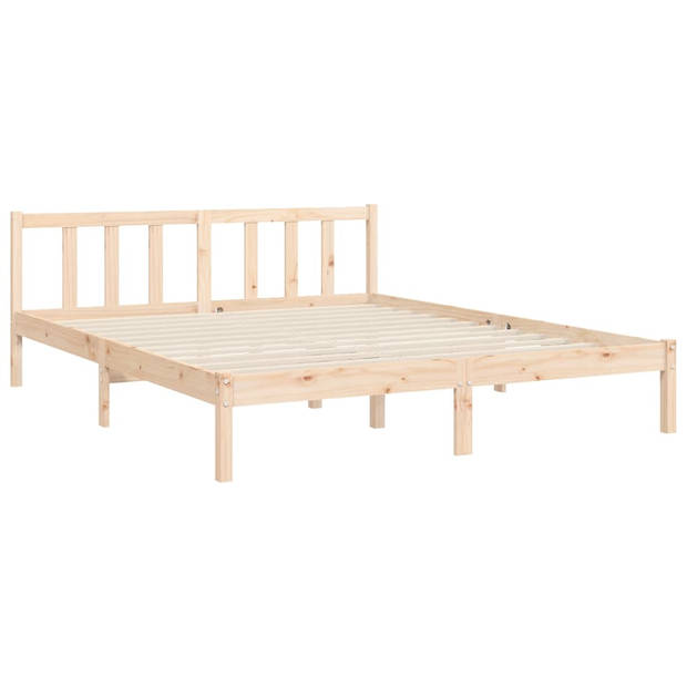 vidaXL Bedframe met hoofdbord massief hout 160x200 cm