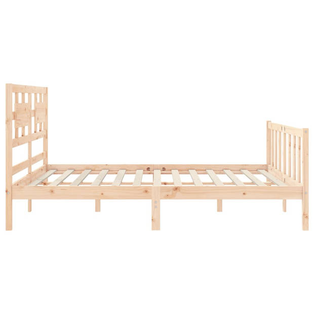 vidaXL Bedframe met hoofdbord massief hout 160x200 cm