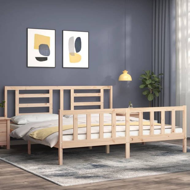 vidaXL Bedframe met hoofdbord massief hout