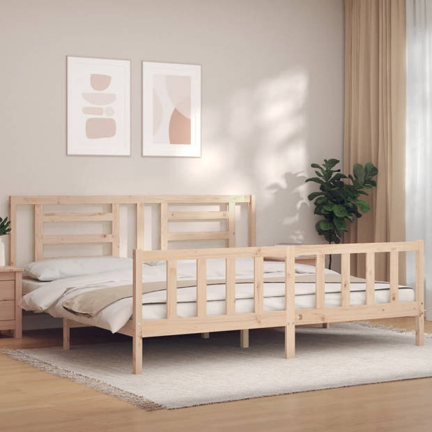 vidaXL Bedframe met hoofdbord massief hout