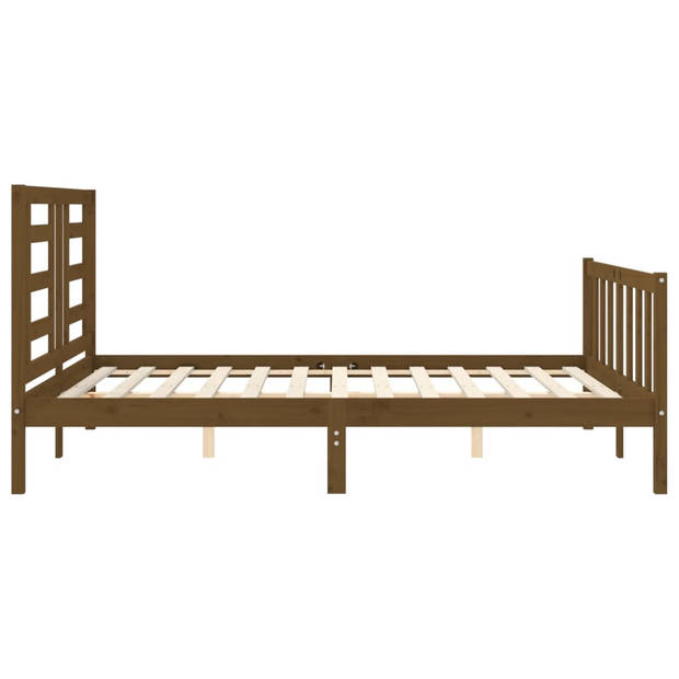 vidaXL Bedframe met hoofdbord massief hout honingbruin