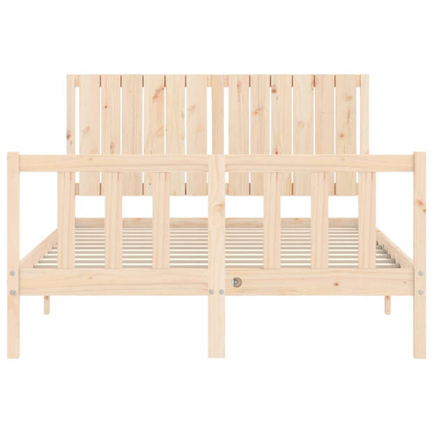 vidaXL Bedframe met hoofdbord massief hout 140x190 cm