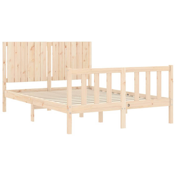 vidaXL Bedframe met hoofdbord massief hout 140x190 cm