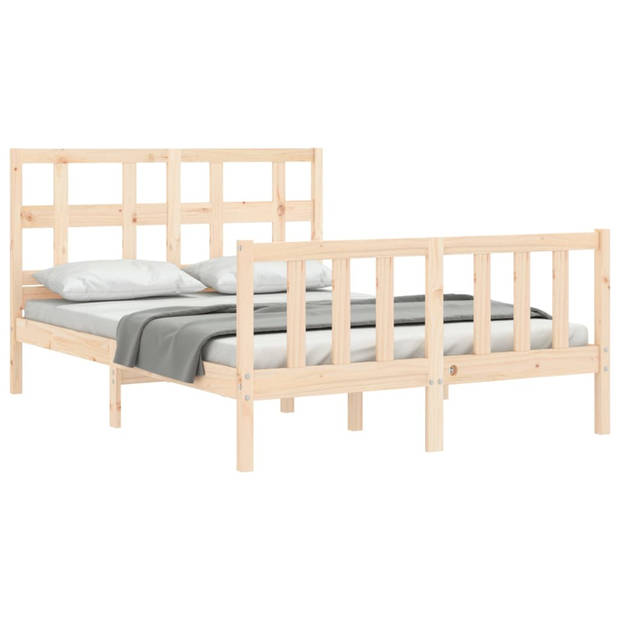 vidaXL Bedframe met hoofdbord massief hout 120x200 cm