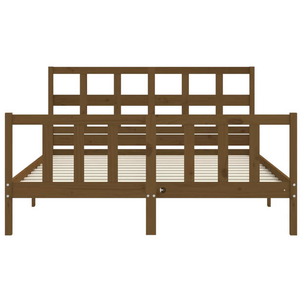 vidaXL Bedframe met hoofdbord massief hout honingbruin