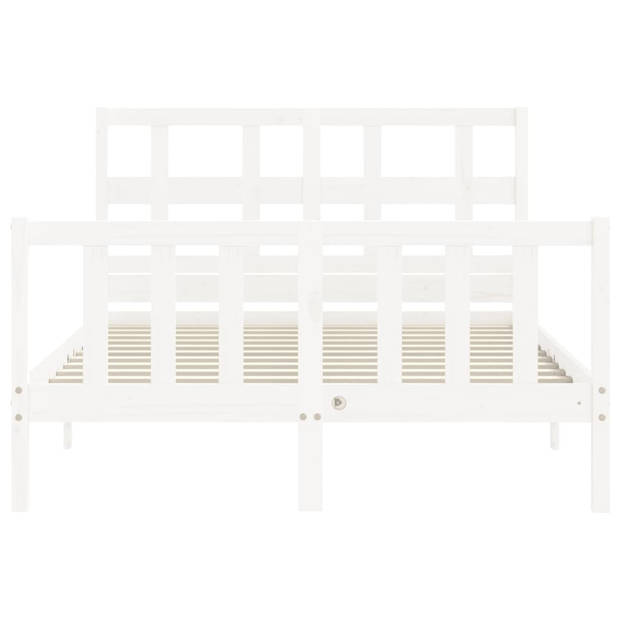 vidaXL Bedframe met hoofdbord massief hout wit 140x200 cm