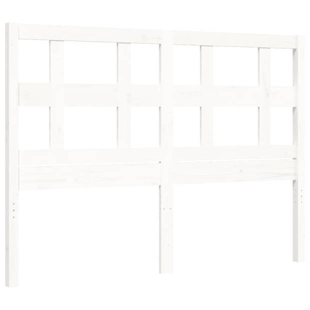 vidaXL Bedframe met hoofdbord massief hout wit 120x200 cm