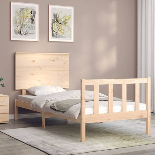 vidaXL Bedframe met hoofdbord massief hout