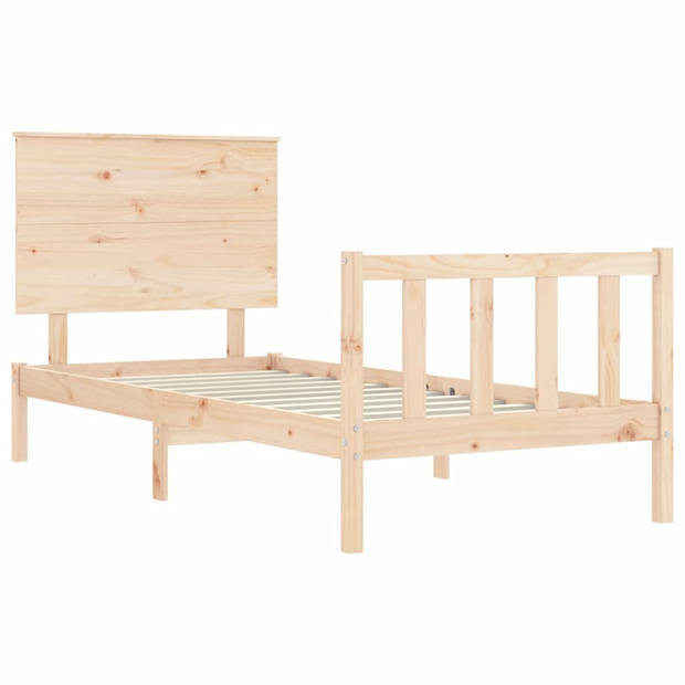 vidaXL Bedframe met hoofdbord massief hout