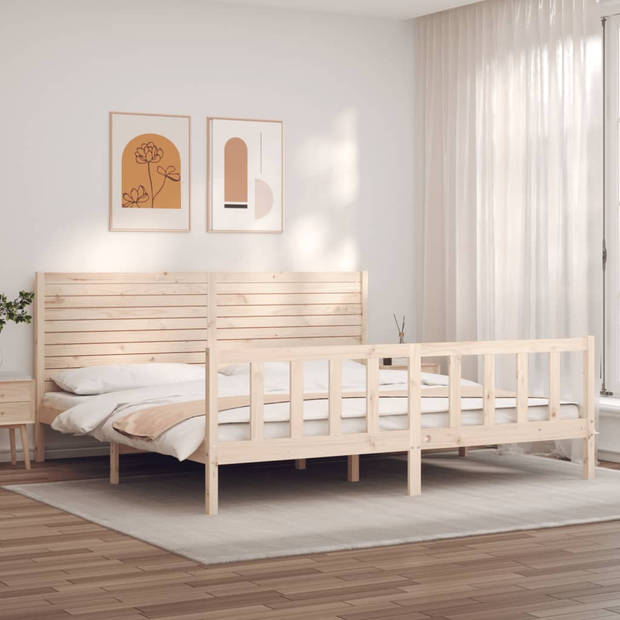 vidaXL Bedframe met hoofdbord massief hout 200x200 cm