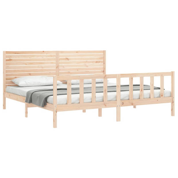 vidaXL Bedframe met hoofdbord massief hout 200x200 cm