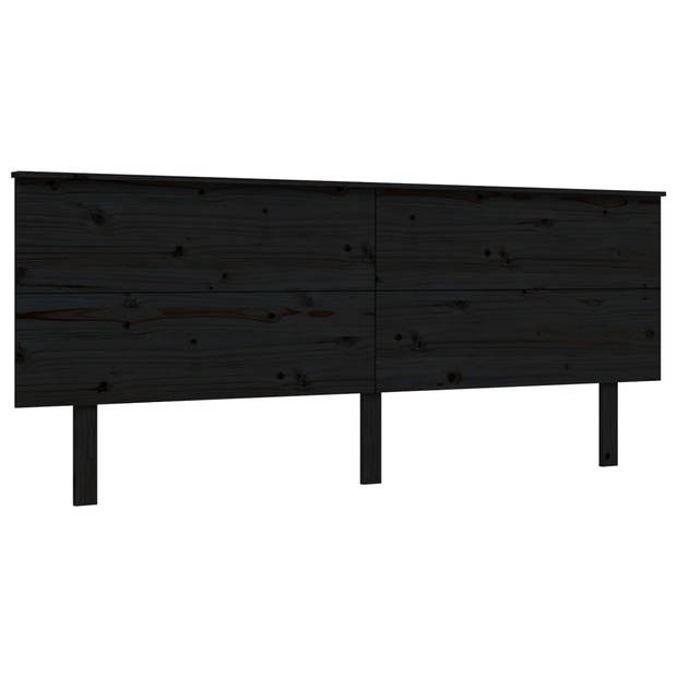 vidaXL Bedframe met hoofdbord massief hout zwart 200x200 cm