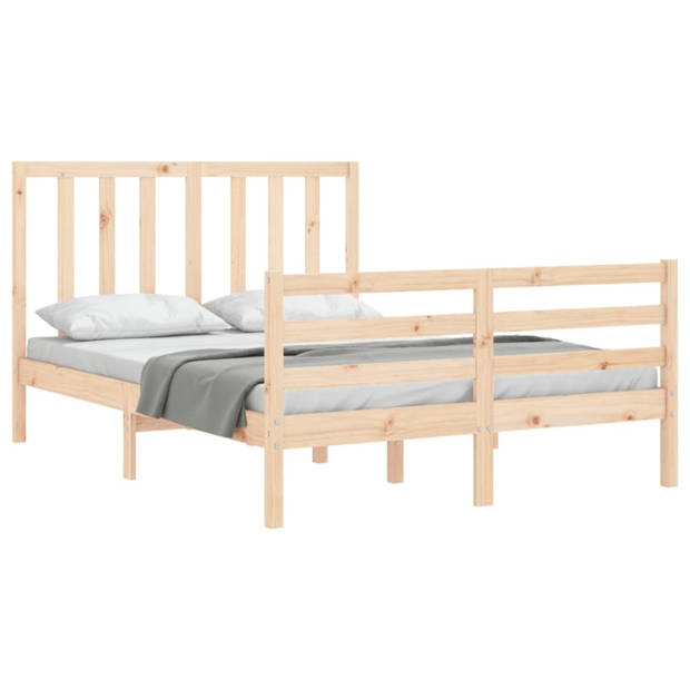 vidaXL Bedframe met hoofdbord massief hout